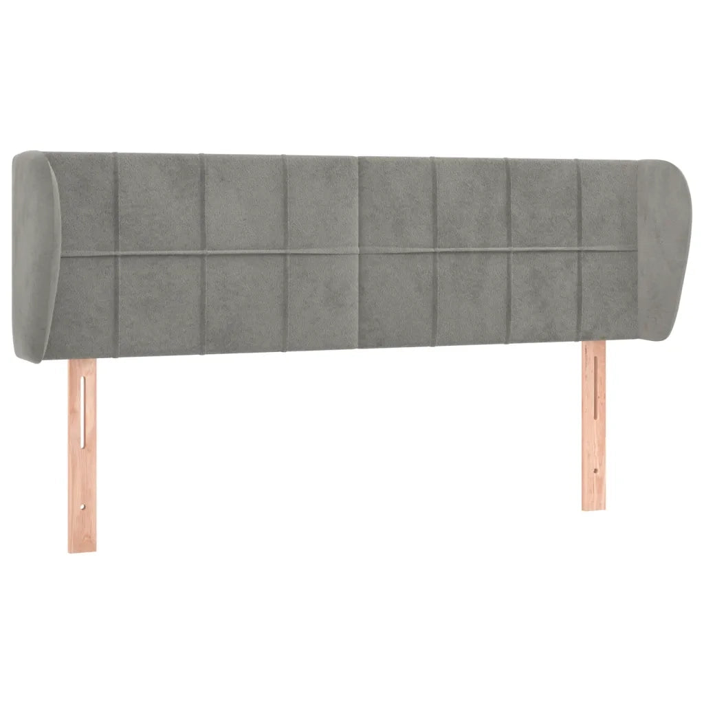Testiera | Testata ad Orecchio Grigio Chiaro 147x23x78/88 cm in Velluto