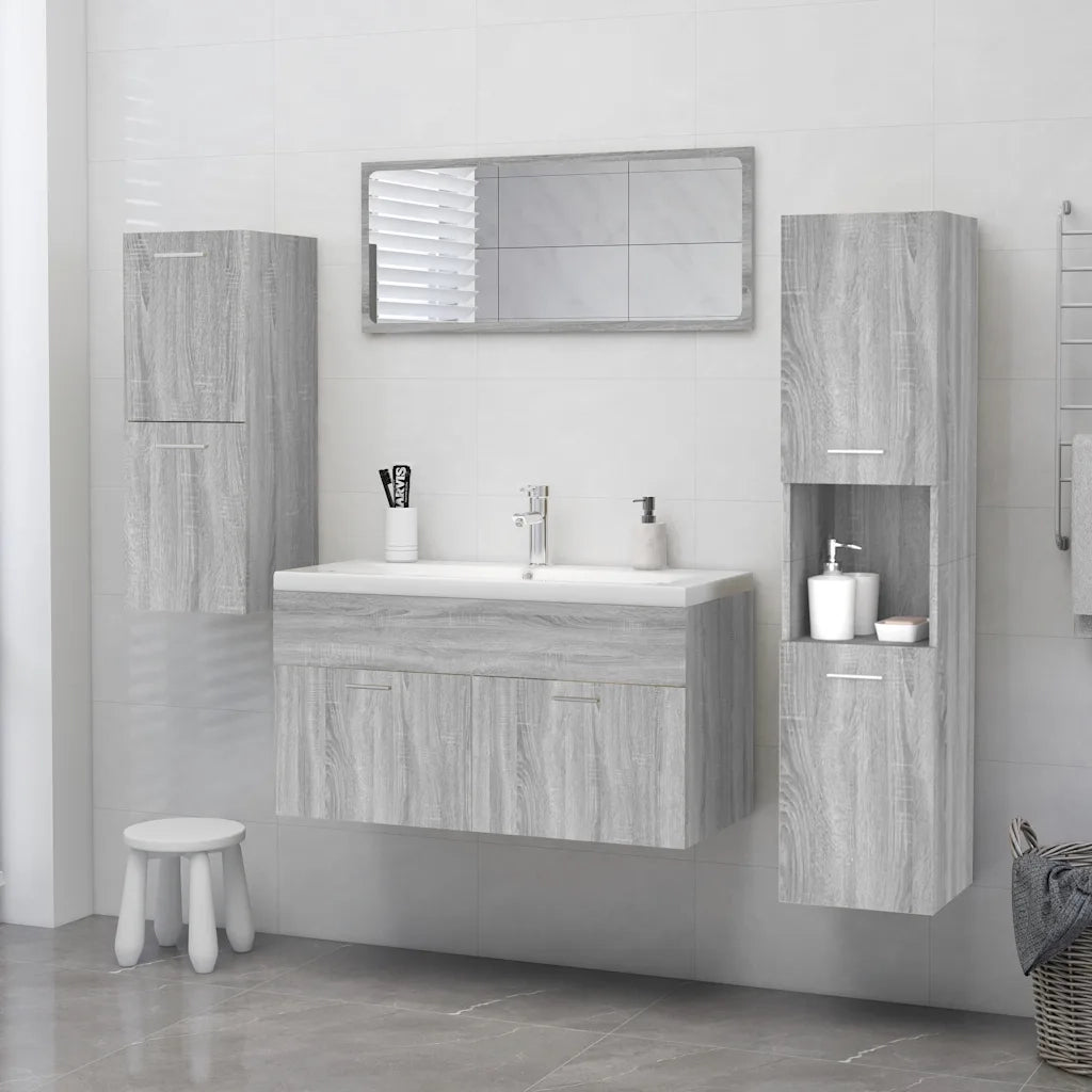 Armadietto Bagno | Armadio da bagno Grigio Sonoma 30x30x130cm in Legno Multistrato