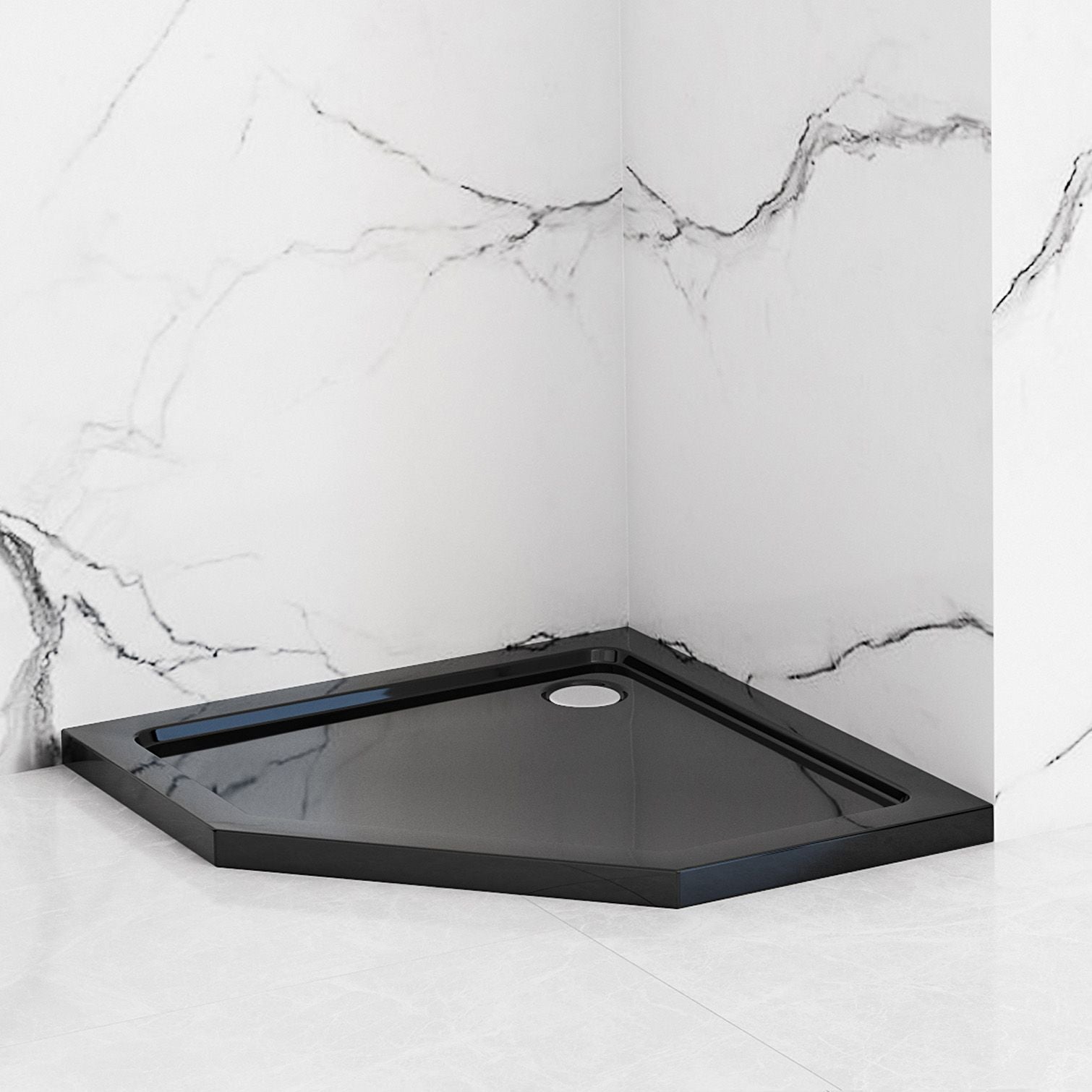 Piatto Doccia Acrilico Rea Diamond Black 90x90