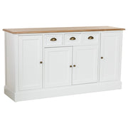Credenza in legno bianco con 4 cassetti e 4 ante, 150x40x80,5h cm