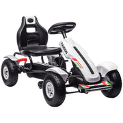Go-kart a pedali per bambini ¨C Xylo ¨C sedile regolabile 3 posizioni, freno a mano, 5-12 anni, bianco nero