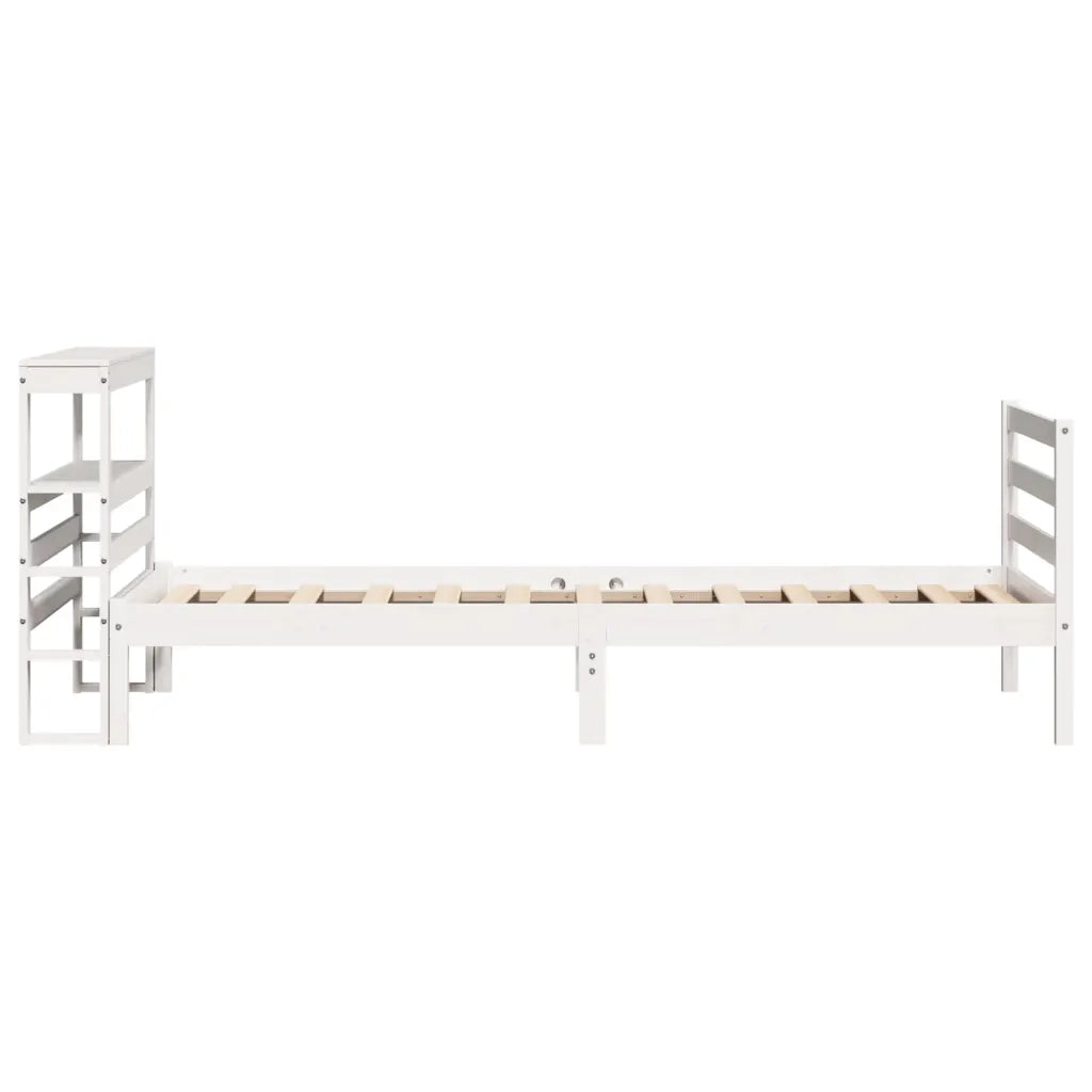 Letto senza Materasso Bianco 90x190 cm in Legno Massello Pino