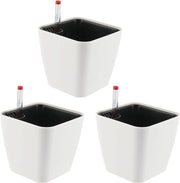 Set di 3 vasi quadrati autoirriganti con indicator di umidità – Sostenibile e resistente alle intemperie per interni ed esterni