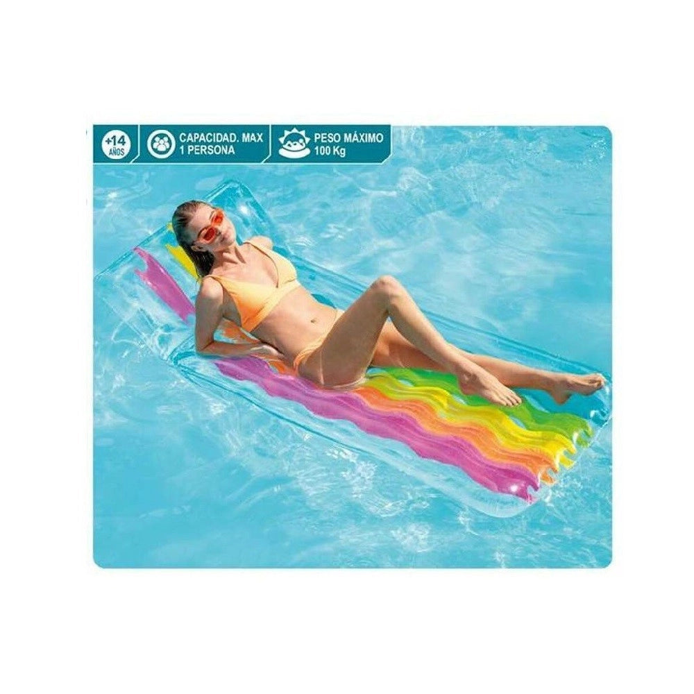 Trade Shop - Materassino Rainbow Gonfiabile 203x84cm Cuscino Integrato Piscina Mare Lago 58724 -