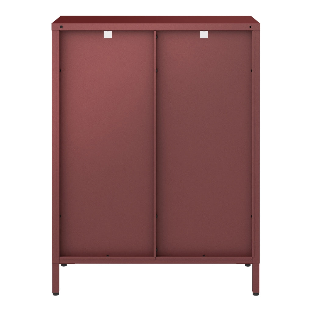 Credenza Säkylä Comò con Ante in Vetro Scanalato 84x64x35 cm Rosso Vino [en.casa]