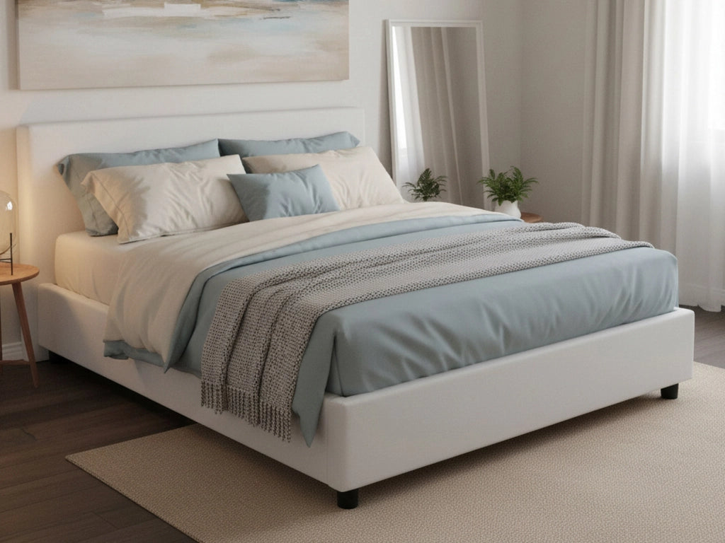 Letto Matrimoniale Aluin, Letto Matrimoniale Materasso Incluso Made in Italy, Bianco