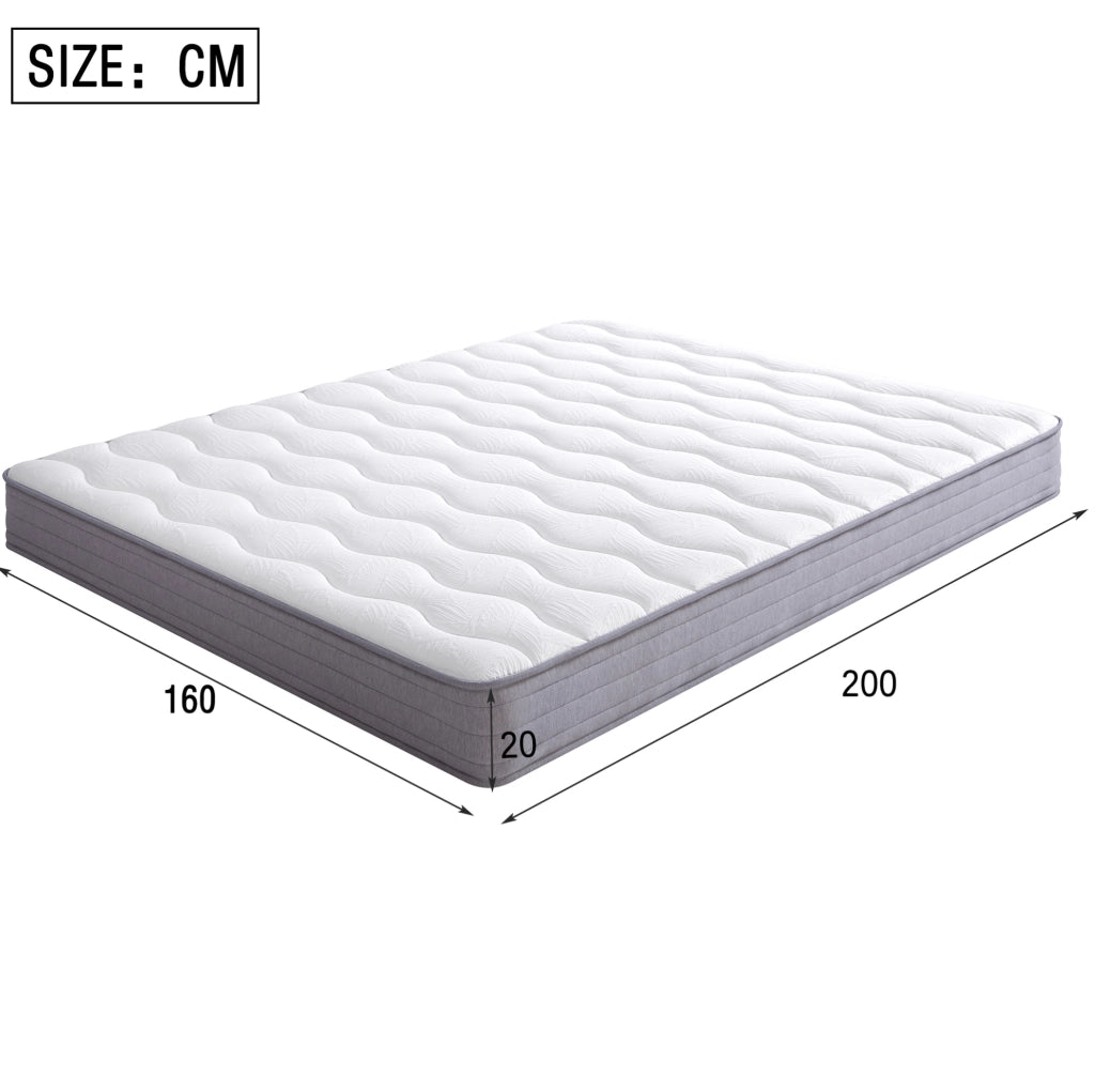 Materasso a molle 160 x 200 cm, altezza 20 cm, bianco, ergonomico e arrotolato