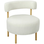 Poltrona in tessuto bouclette con schienale curvo e seduta ampia ¨C zephmum ¨C 67x67x71cm, crema