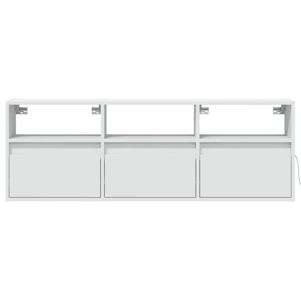 Mobile TV multimediale scaffale TV credenza mobile TV sala da pranzo soggiorno camera da letto mobile da parete con luci LED 130 x 31 x 45 cm bianco 02_0027856