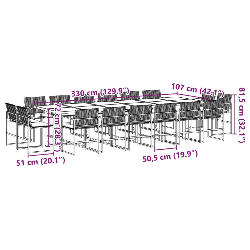 vidaXL Set da Pranzo da Giardino 17 pz con Cuscini Nero in Polyrattan