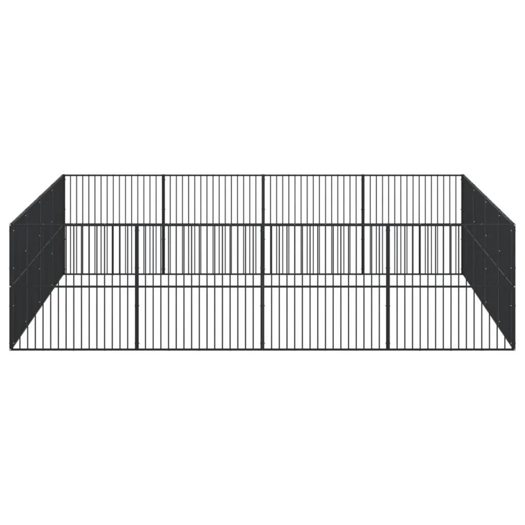 Box per Cani 16 Pannelli Nero Acciaio Zincato 3209555