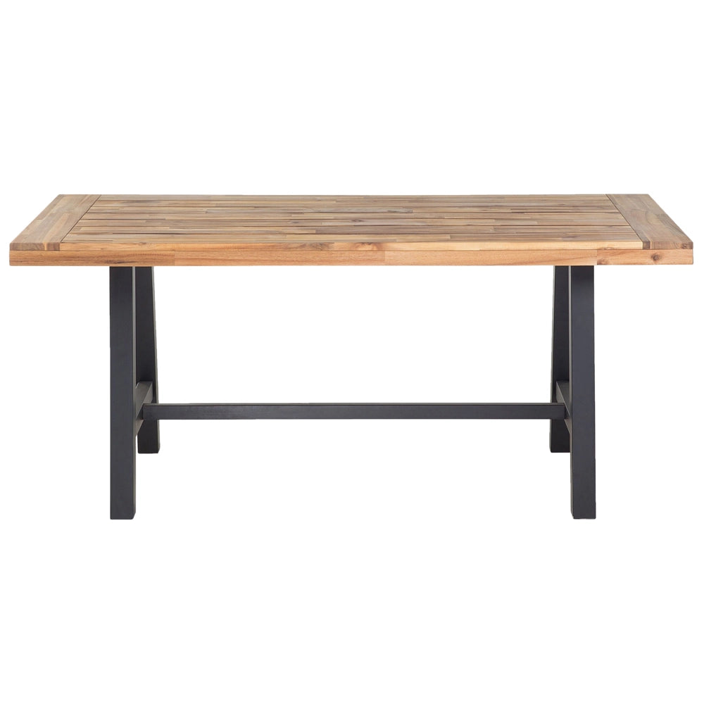 Tavolo da Pranzo Luce Legno di Acacia e Nero 170 x 80 cm Esterno Interno Moderno