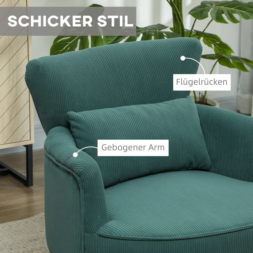 POLTRONA con braccioli curvi 69,5x69x78 cm Verde scuro