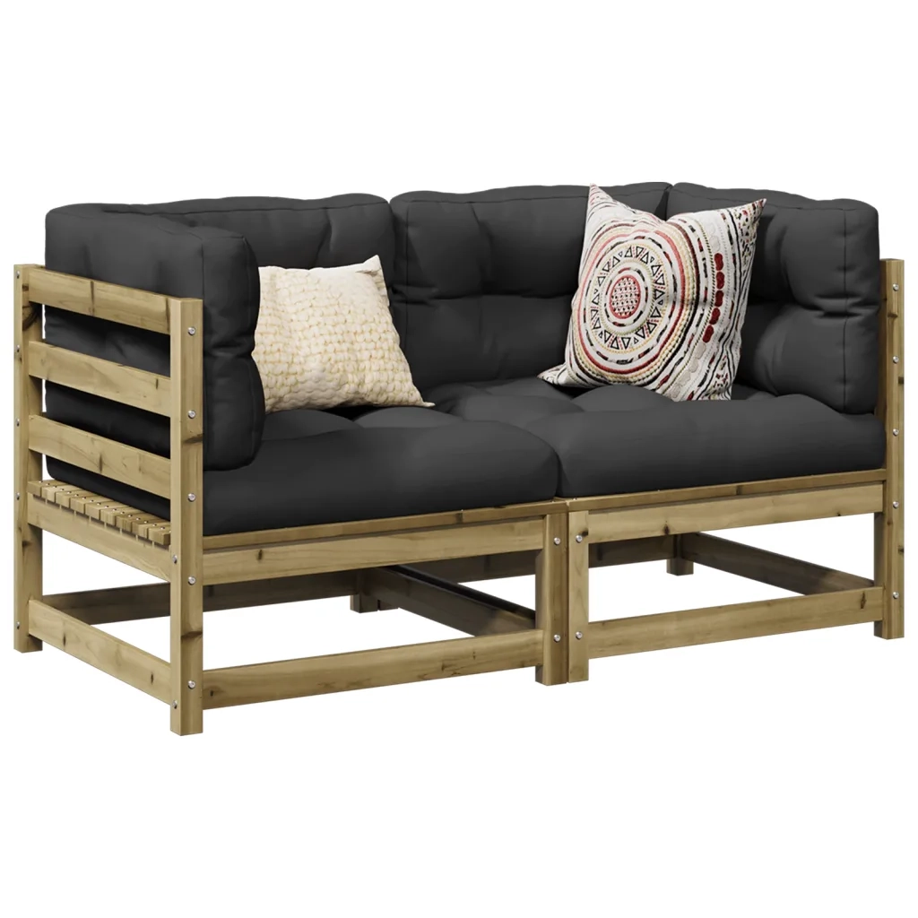 Set Divani da Giardino 2 pz | Set Salotto da Giardino in Legno Impregnato di Pino