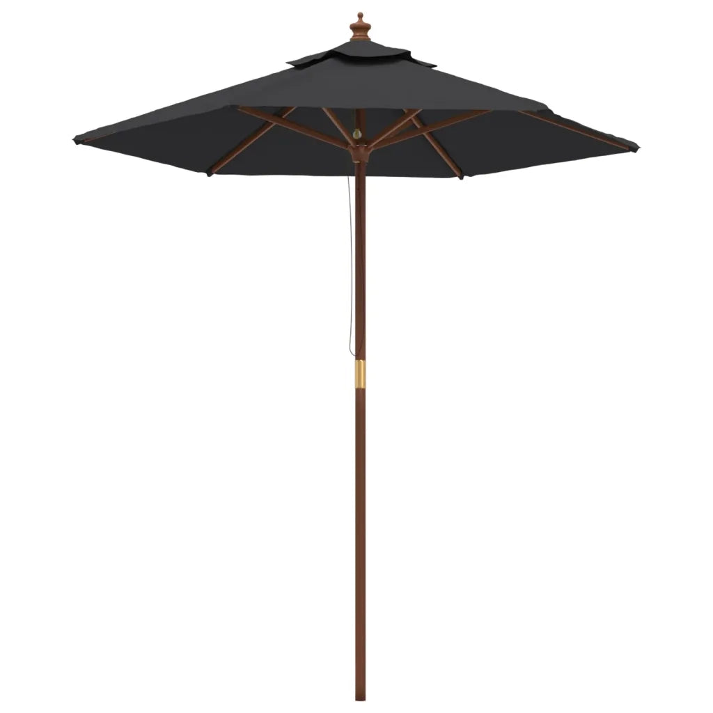 Ombrellone da Giardino con Palo in Legno Nero 196x231 cm 363165