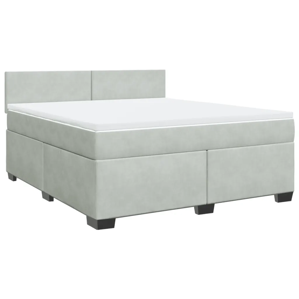 Giroletto a Molle con Materasso Grigio Chiaro 180x200cm Velluto