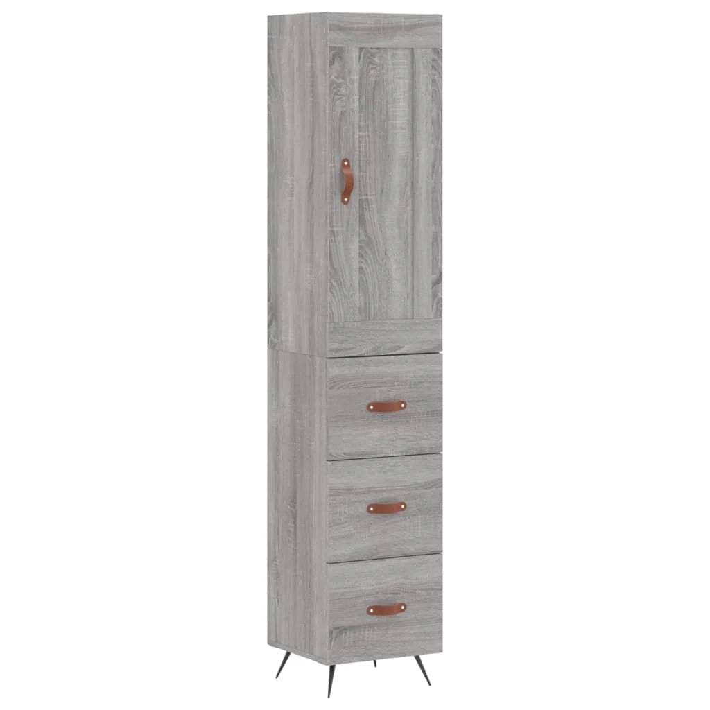 Buffet credenza cassettiera armadio mobile contenitore organizer cucina soggiorno salotto rovere Sonoma alto 34,5 x 34 x 180 cm legno ingegnerizzato grigio 02_0035280