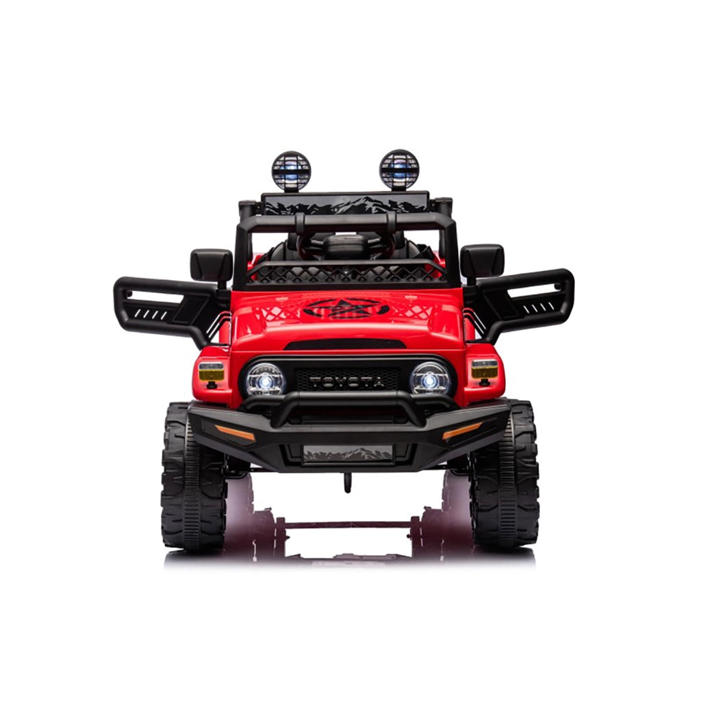 Macchina Elettrica per Bambini Fuoristrada Toyota Fj Cruiser 12V Telecomando Ruote in Gomma e Sedile in Pelle Rosso