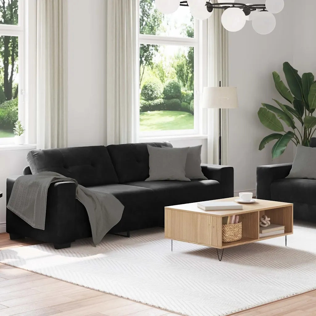 Set divano a 2 pz con Cuscini in Velluto Nero 3324726