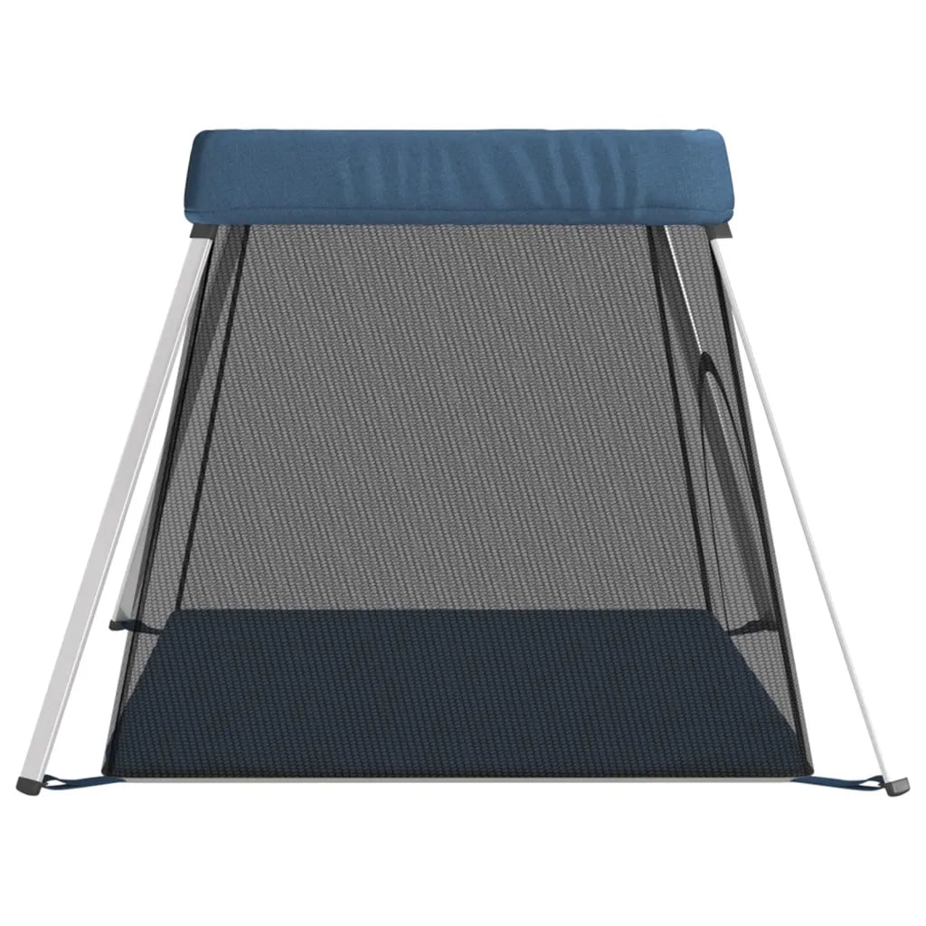 Box per Bambini con Materasso Blu Marino Tessuto di Lino CFW8141826