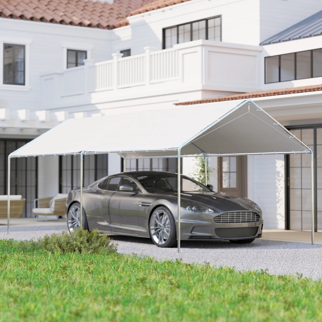 Carport per auto 6x3m ¨C zephmum ¨C acciaio galvanizzato bianco