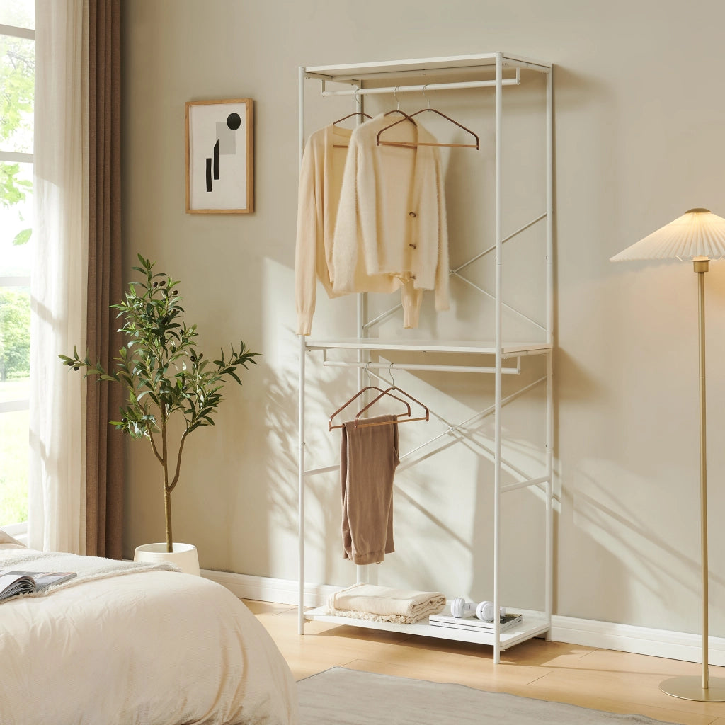 Guardaroba Aperto Verdfjorg con 2 Vani Appendiabiti 200 x 80 x 40 cm - Bianco [en.casa]