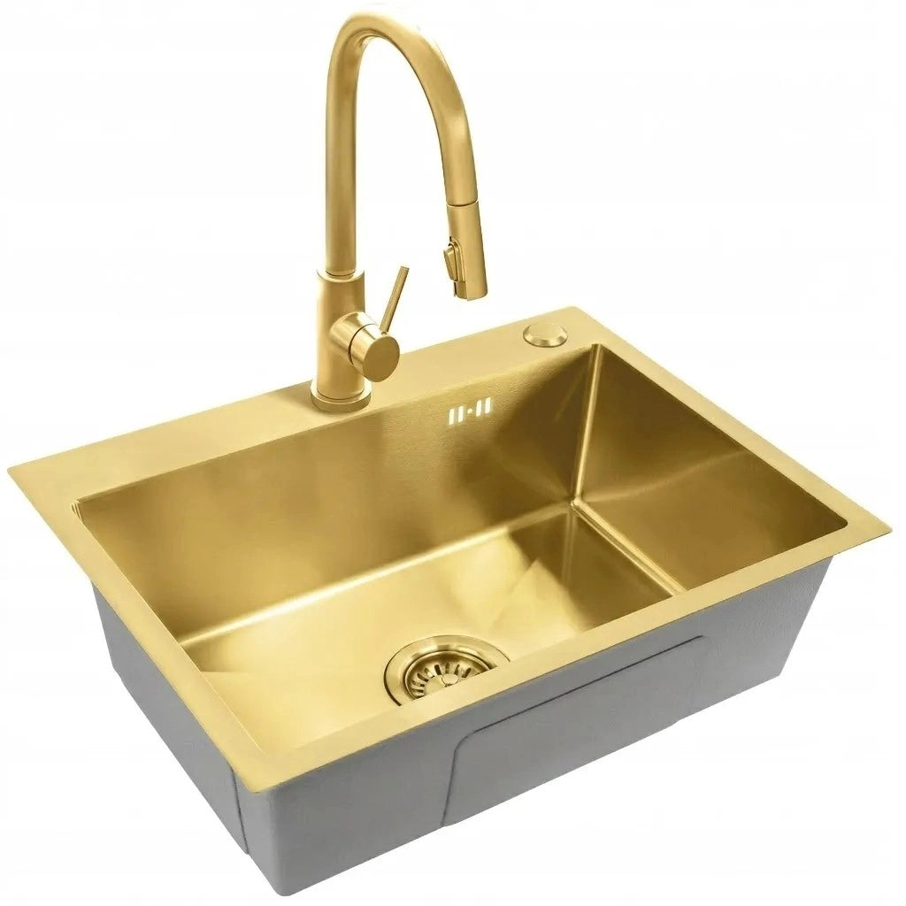 Lavello In Acciaio Liam Brush Gold senza rubinetto da cucina