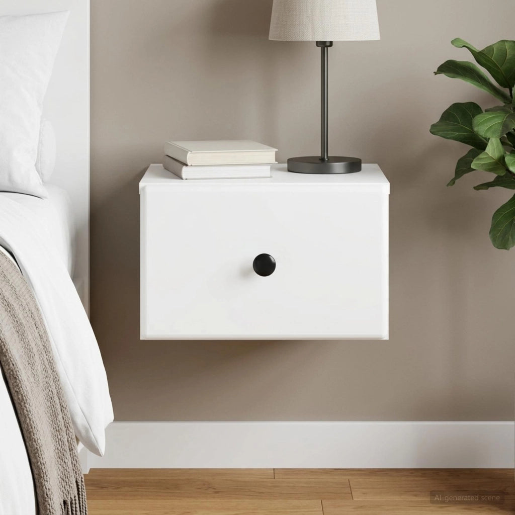 Mobiletto da notte a muro con cassetto Bianco 34,5 x 33 x 20 cm 899105