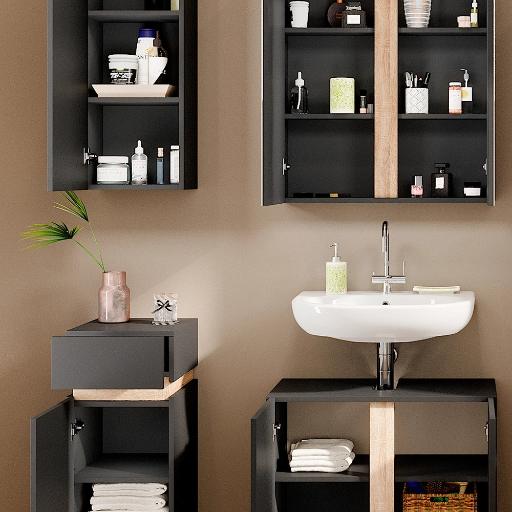 Vicco Set di mobili da bagno Antracite 4 parti