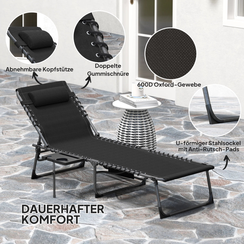 Lettino da giardino pieghevole con cuscino testa ¨C zephmum ¨C grigio, polyrattan, 5 posizioni