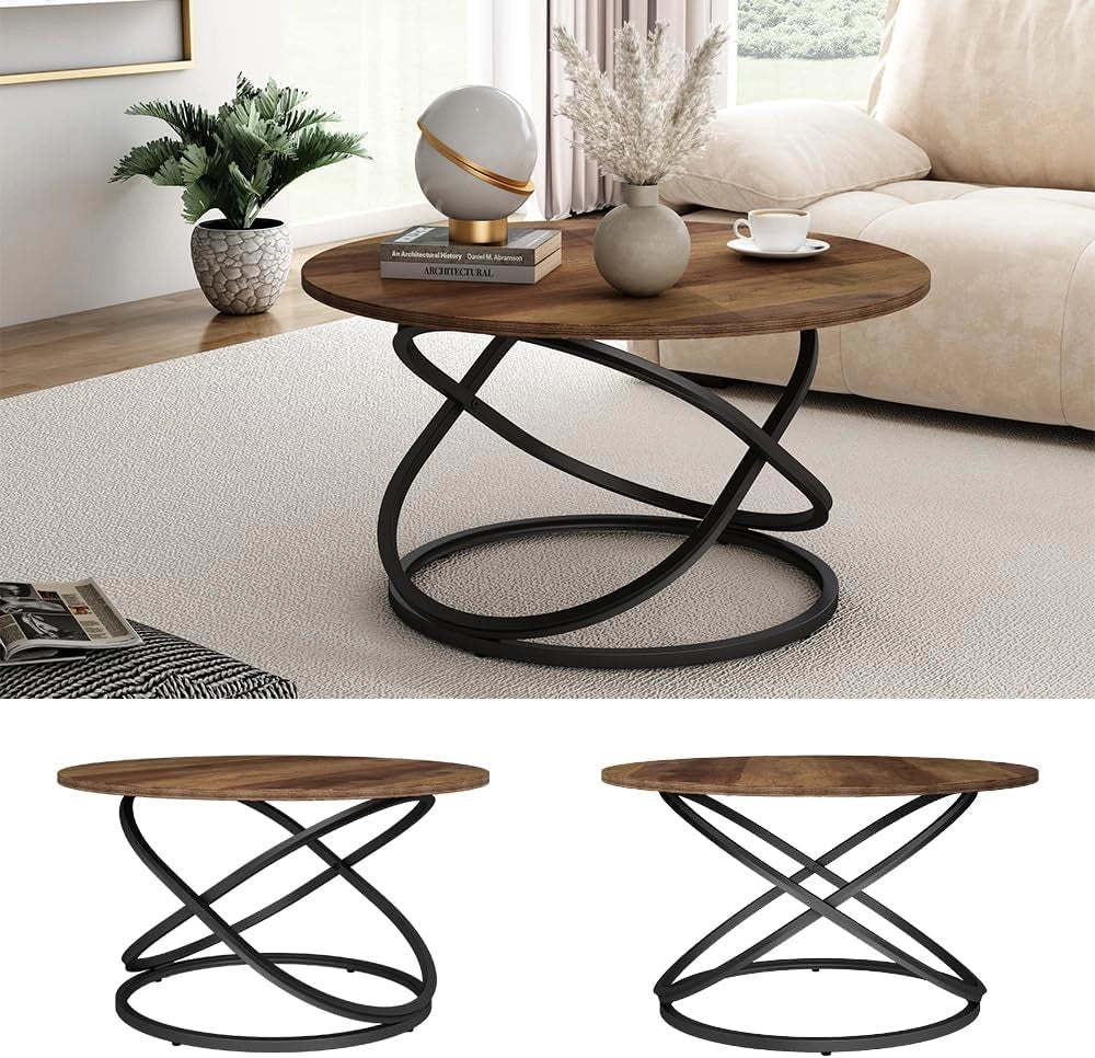 Tavolino Calgary, Legno antico/Nero, 79.5 x 62 cm con ampia superficie di lavoro