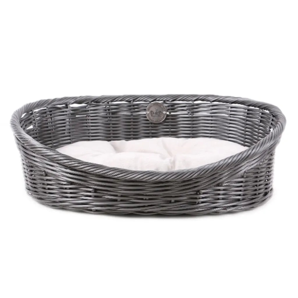 D&D Lettino per Cani Rustico con Cuscino L in Rattan Grigio 427114