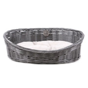 D&D Lettino per Cani Rustico con Cuscino L in Rattan Grigio 427114