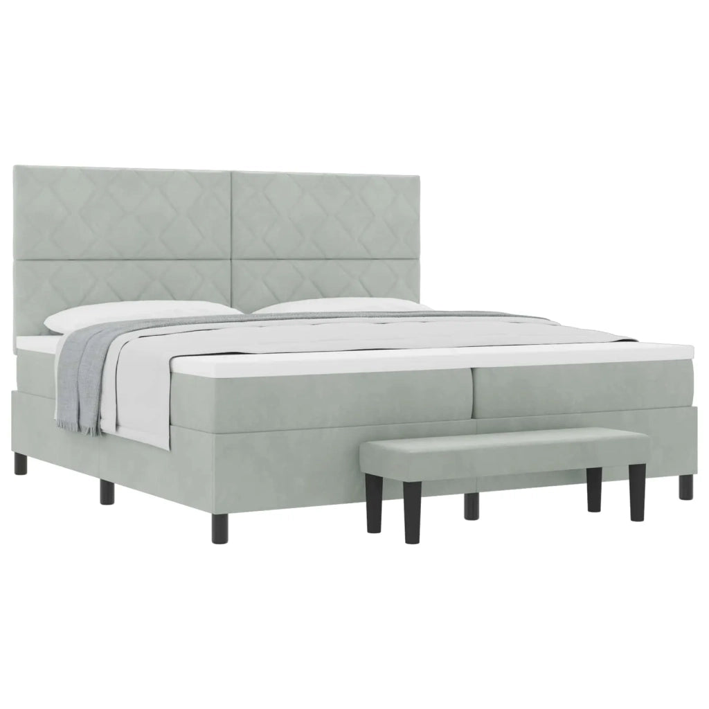 Letto a molle con testiera Grigio chiaro 200 x 200 cm Velluto 3344600