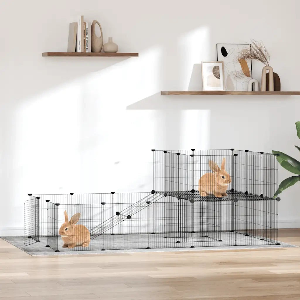 Gabbia per Animali 36 Pannelli con Porta Nera 35x35 cm Acciaio 3114062