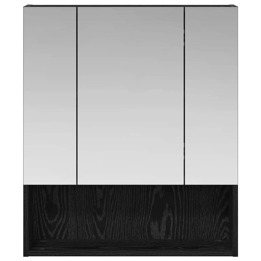 Mobiletto per specchio da bagno Rovere Nero 60 x 14.5 x 70 cm 889184