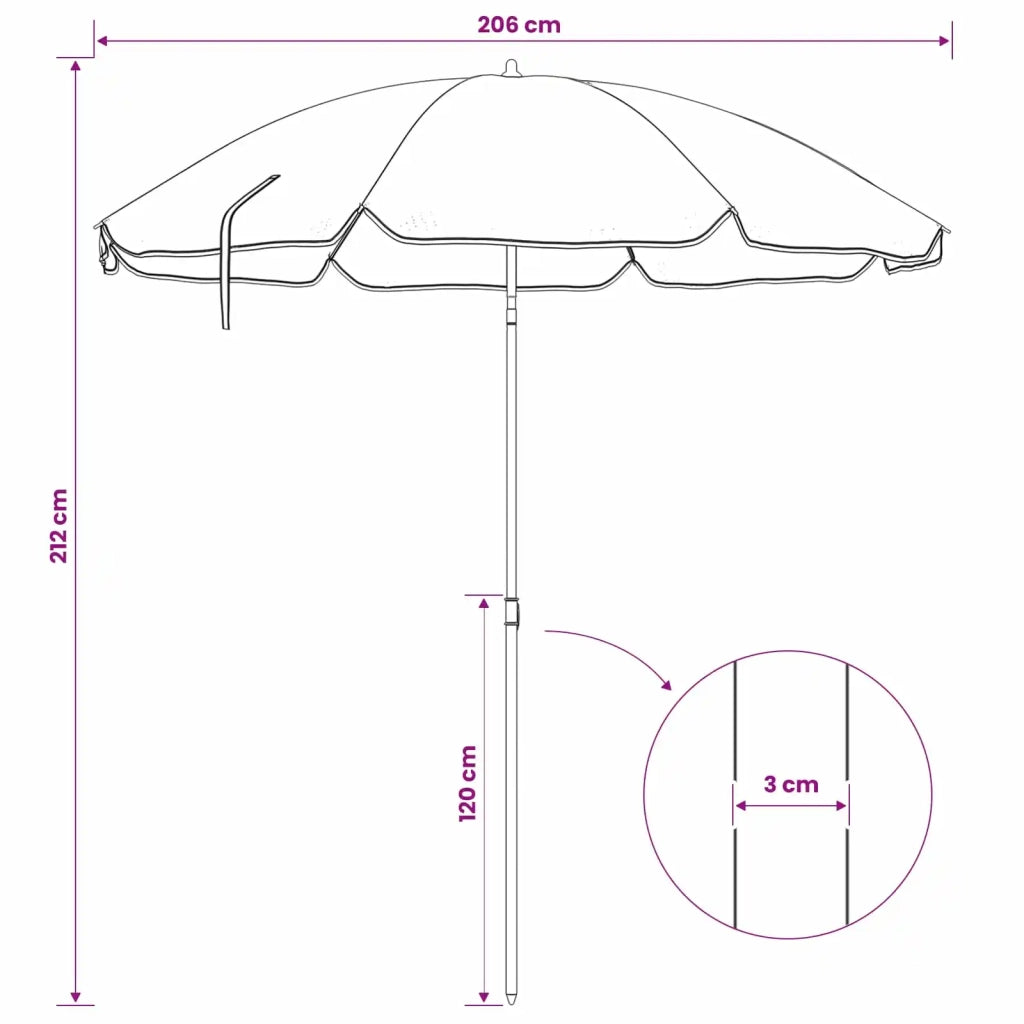 Ombrello da giardino 207 cm Poliestere 170T Arancione 42041351