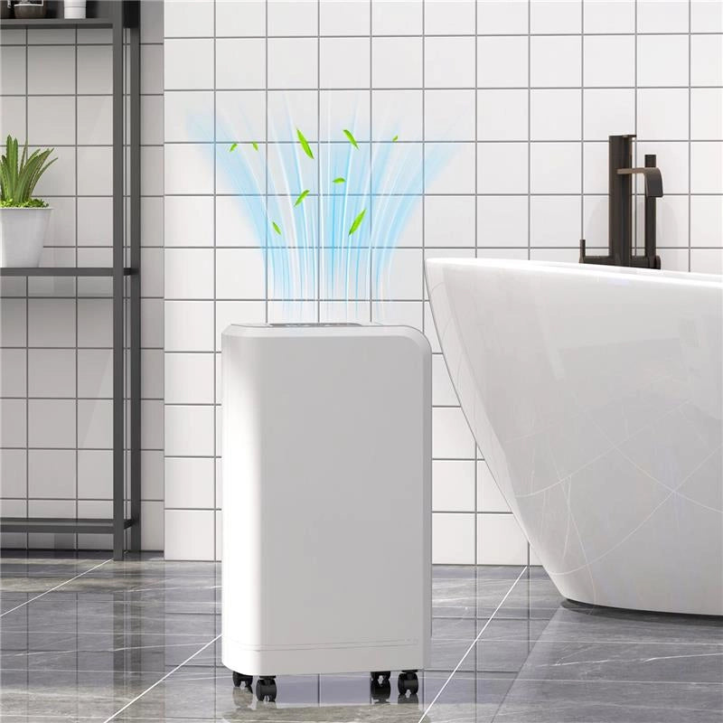 DEUMIDIFICATORE PORTATILE TOUCH DA 12L CON TUBO DI SCARICO TIMER E FILTRO IN ABS 28X18X50.6 CM BIANCO