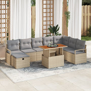 Set Divano da Giardino da 9 Pezzi con Cuscini Rattan Sintetico Beige