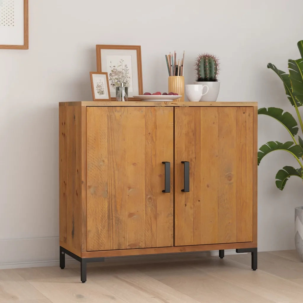 Credenza Marrone 75x35x70 cm Legno Massello di Pino Riciclato cod mxl 5494