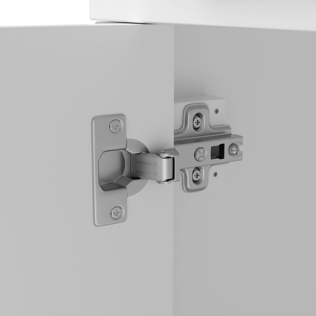 Mobile sottolavabo con lavabo in ceramica, 2 ante e 9 vani, per bagno, in MDF, bianco, 77 × 46 × 86 cm