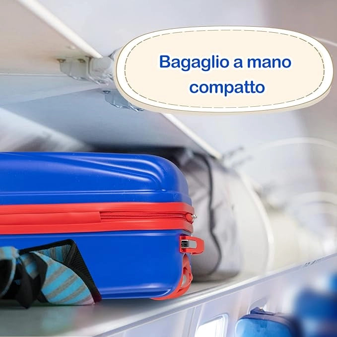 Set di Valigia per Bambini, 18" Valigia+ 12" Zaino, 2 Pezzi, con Ruote Girevoli a 360° e Maniglia Retrattile, Ideale per Viaggiare in Modo Comodo e Divertente (Modello 12)
