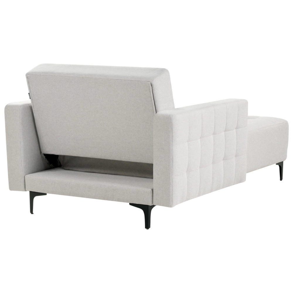Chaise longue in tessuto trapuntato grigio chiaro Soggiorno moderno Divano reclinabile Gambe dorate Bracci a binario
