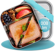 Bocchetta per cibi - In acciaio inossidabile con contenitori - 800 ml - Scheletro flessibile - Per bambini - Divisione secondaria - Snack - Borsa per pranzo