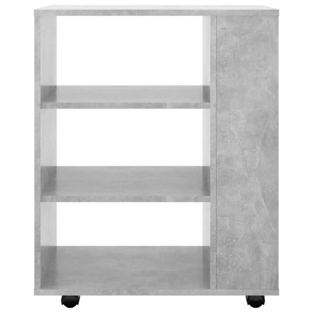 Mobiletto con Ruote Grigio Cemento 60x35x75cm Legno Multistrato 808453