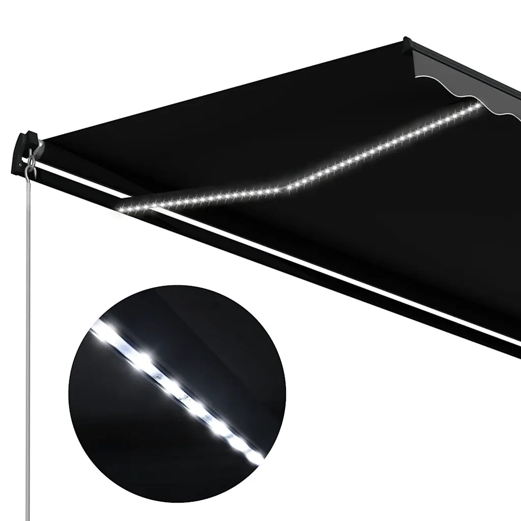 Tenda da Sole Retrattile Manuale con LED 450x300 cm Antracite 3051246
