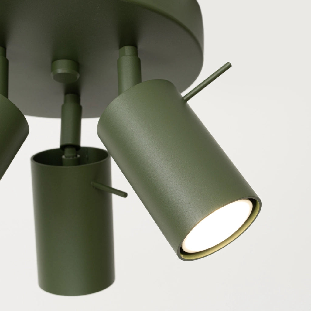 Plafoniera minimal verde oliva Ø20 3 spot GU10 Torque