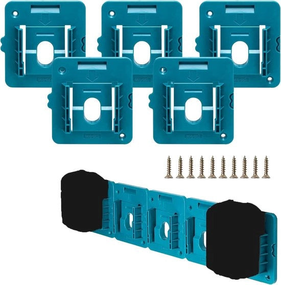 Supporto per batterie, adatto per batterie 18V Makita, attacco a parete, adatto per BL1850, BL1840, BL1830 e altri modelli, utilizzabile per l'organizzazione di garage/studi/carri da lavoro (5 pezzi, batterie non incluse).