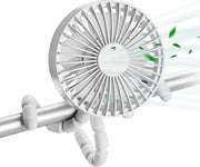 Ventilatore per lettini - statore ventilatore con 3 velocità - ventilatore clip caricabile via USB-C portatile per lettini da auto e tenda - bianco