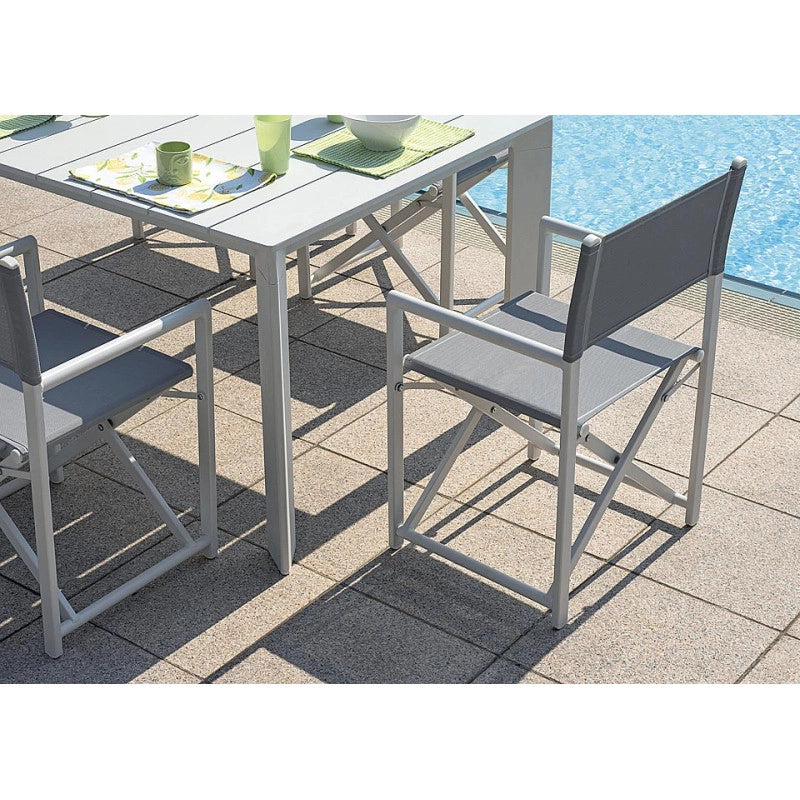 Set Di 4 Sedie Regista Paros Alluminio Bianco/Text Grigio Chiaro Moia